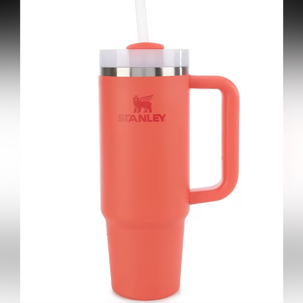 NEW NWT Stanley Hot Coral 30oz The Quencher H2.0 FlowState Tumbler with Straw